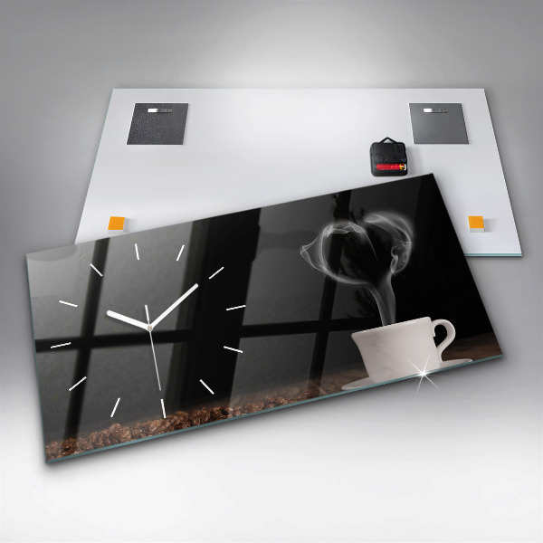 Reloj de cristal horizontal Taza de café caliente