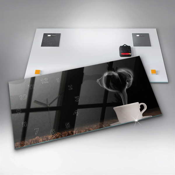 Reloj de cristal horizontal Taza de café caliente