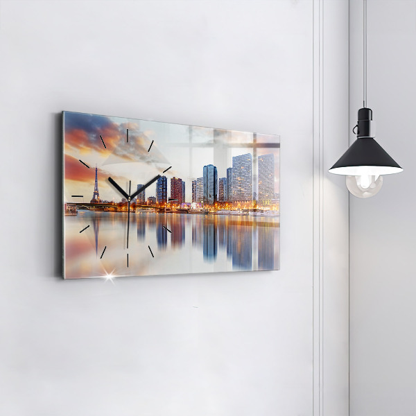 Reloj de cristal horizontal Panorama con la Torre Eiffel