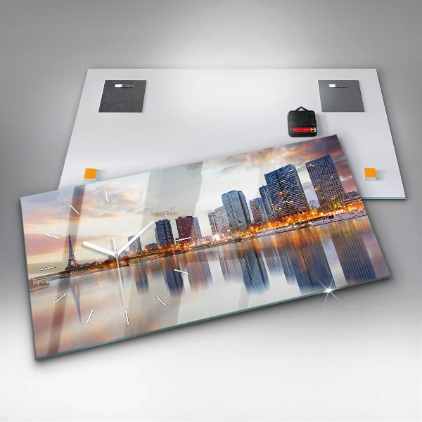 Reloj de cristal horizontal Panorama con la Torre Eiffel