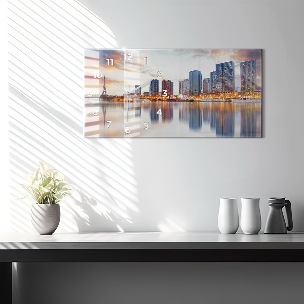 Reloj de cristal horizontal Panorama con la Torre Eiffel