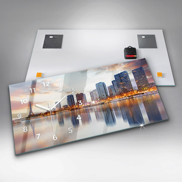 Reloj de cristal horizontal Panorama con la Torre Eiffel