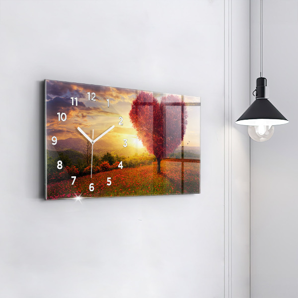 Reloj horizontal Árbol corazón de amor