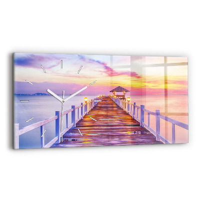 Reloj horizontal Puente en el puerto al atardecer