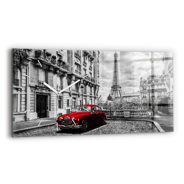 Reloj de cristal horizontal Ciudad de coches antiguos