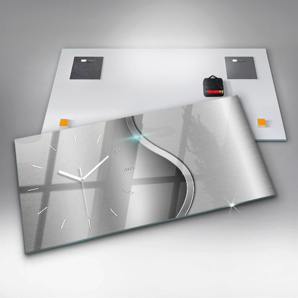 Reloj de cristal horizontal Abstracción de metal gris