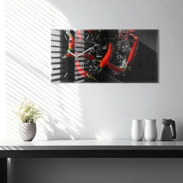 Reloj horizontal Pimientos en el agua