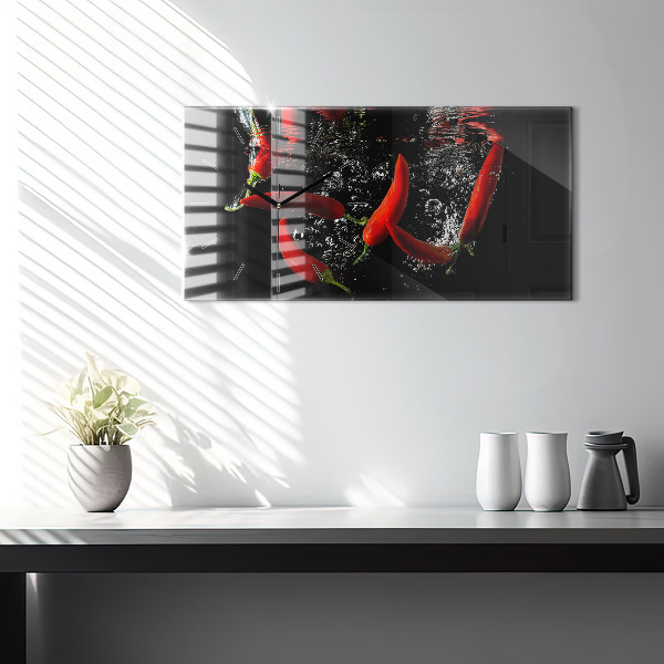 Reloj horizontal Pimientos en el agua