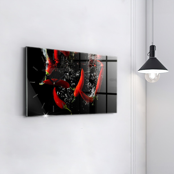 Reloj horizontal Pimientos en el agua