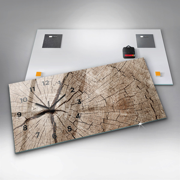 Reloj de cristal horizontal Viejo tronco de madera