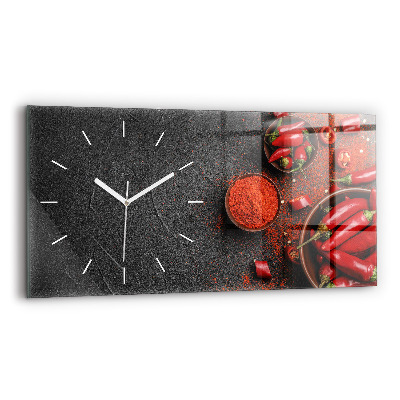 Reloj de cristal horizontal Pimientos rojos