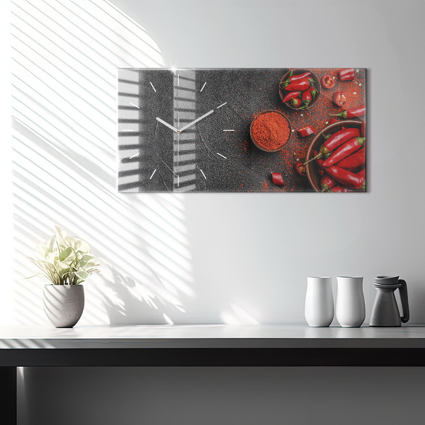 Reloj de cristal horizontal Pimientos rojos
