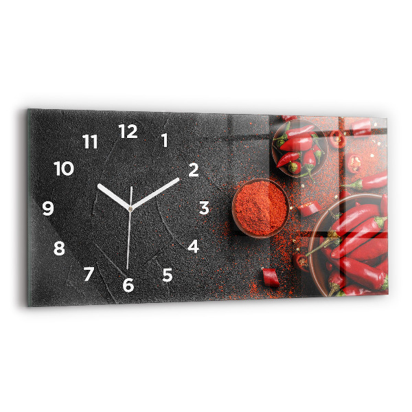 Reloj de cristal horizontal Pimientos rojos