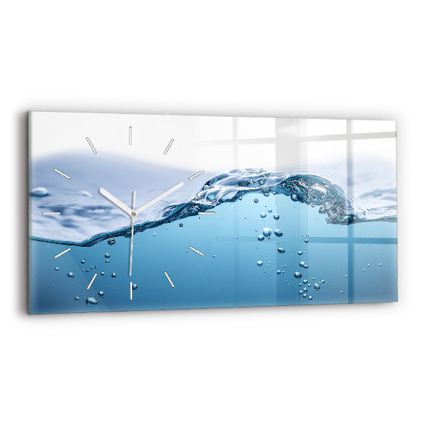 Reloj de cristal horizontal Primer plano de agua