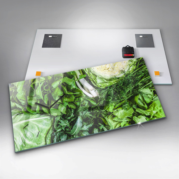 Reloj de cristal horizontal Verduras verdes