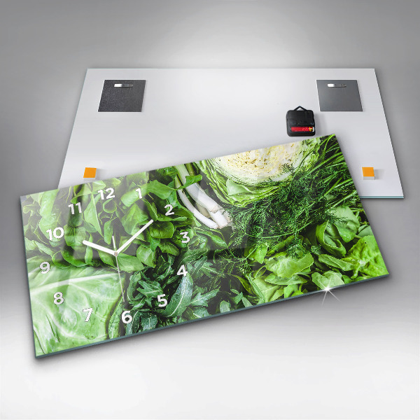 Reloj de cristal horizontal Verduras verdes