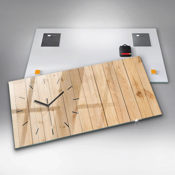 Reloj de cristal horizontal Tablas de madera