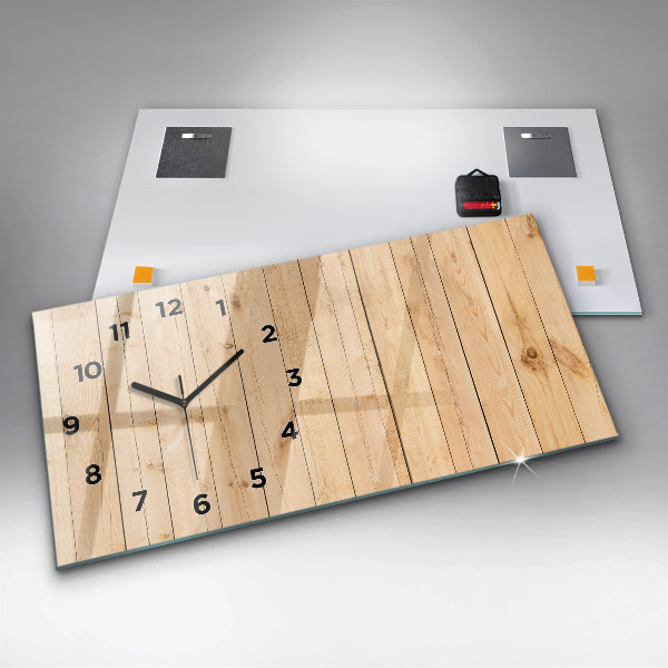 Reloj de cristal horizontal Tablas de madera