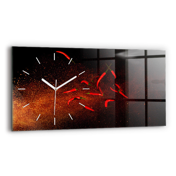 Reloj de cristal horizontal Pimientos picantes
