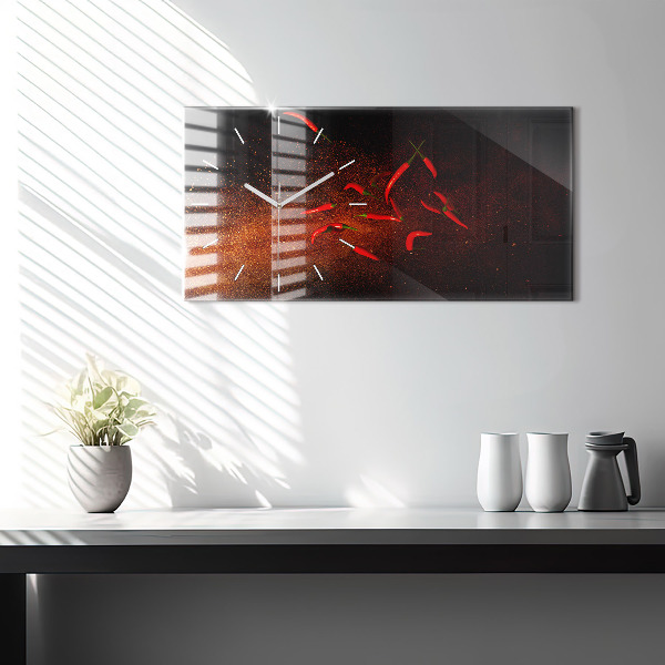 Reloj de cristal horizontal Pimientos picantes