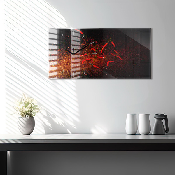 Reloj de cristal horizontal Pimientos picantes