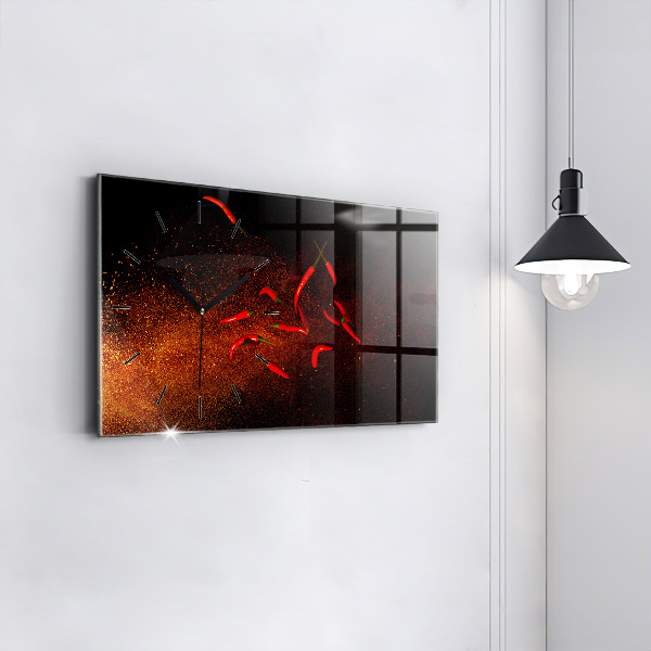 Reloj de cristal horizontal Pimientos picantes