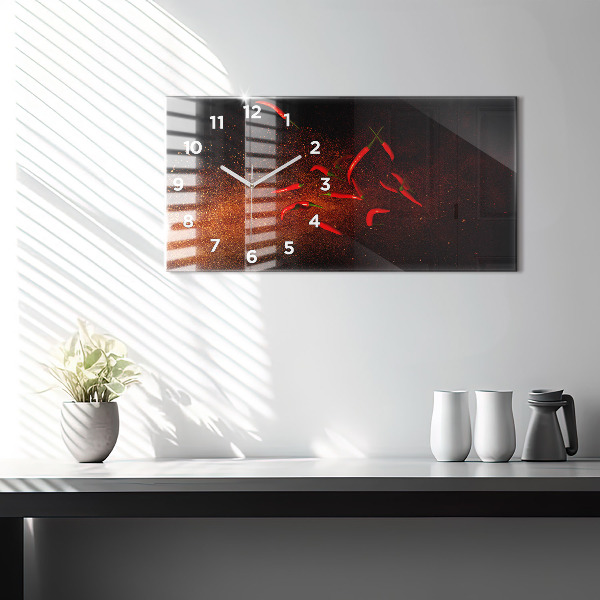 Reloj de cristal horizontal Pimientos picantes