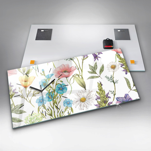 Reloj de cristal horizontal Composición de flores