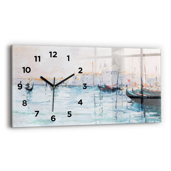Reloj de cristal horizontal Pintura al óleo yate mar