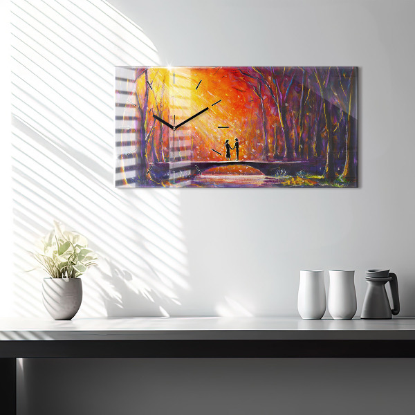 Reloj horizontal Pareja en el bosque