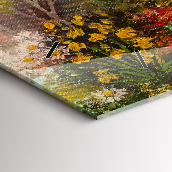 Reloj de cristal horizontal Composición al óleo en un bosque