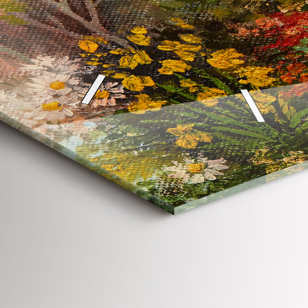 Reloj de cristal horizontal Composición al óleo en un bosque