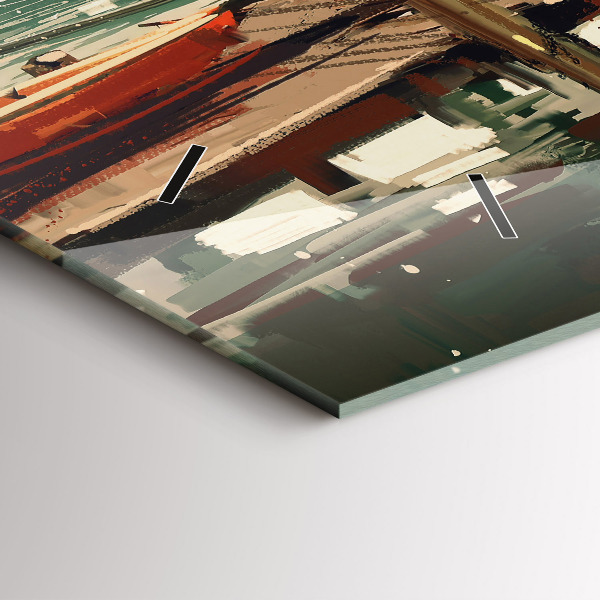 Reloj horizontal Barcos de pesca en el puerto