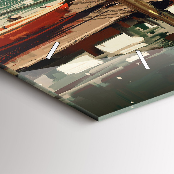 Reloj horizontal Barcos de pesca en el puerto