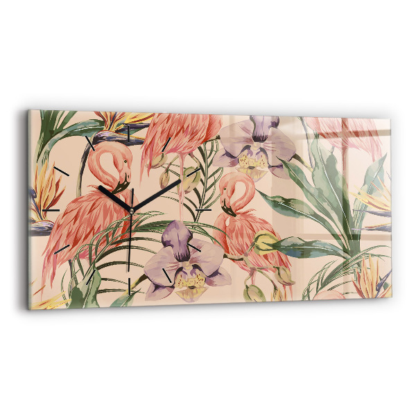 Reloj de cristal horizontal Hojas de palmera tropical