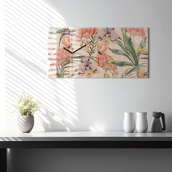 Reloj de cristal horizontal Hojas de palmera tropical