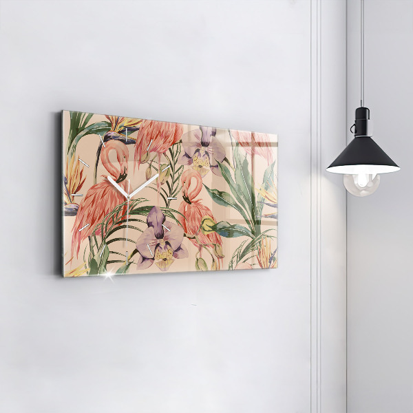 Reloj de cristal horizontal Hojas de palmera tropical