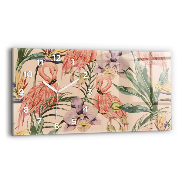 Reloj de cristal horizontal Hojas de palmera tropical