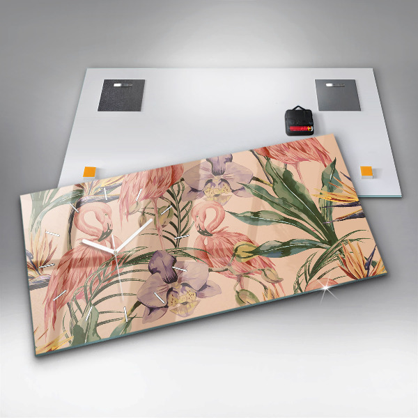 Reloj de cristal horizontal Hojas de palmera tropical