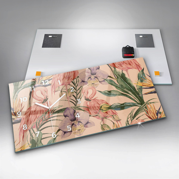 Reloj de cristal horizontal Hojas de palmera tropical