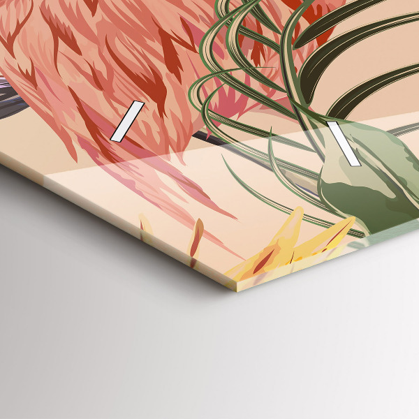 Reloj de cristal horizontal Hojas de palmera tropical