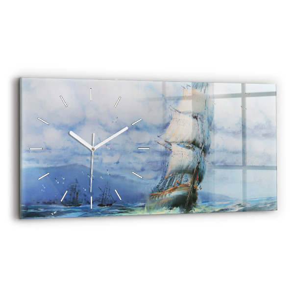 Reloj de cristal horizontal Barco en el agua