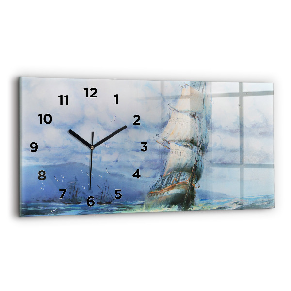 Reloj de cristal horizontal Barco en el agua