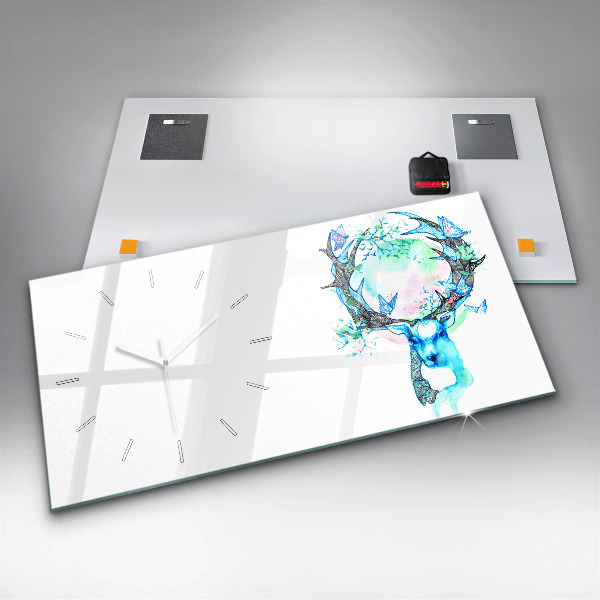 Reloj de cristal horizontal Ilustración de un ciervo