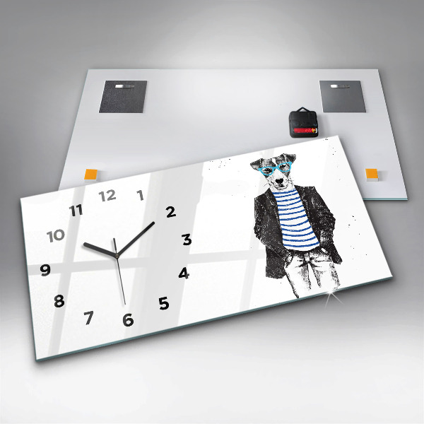 Reloj de cristal horizontal Perro en cuerpo humano