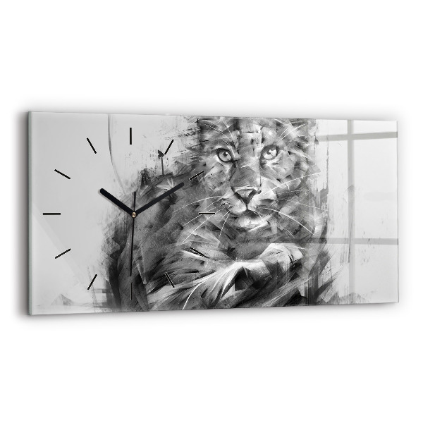 Reloj de cristal horizontal León pintado