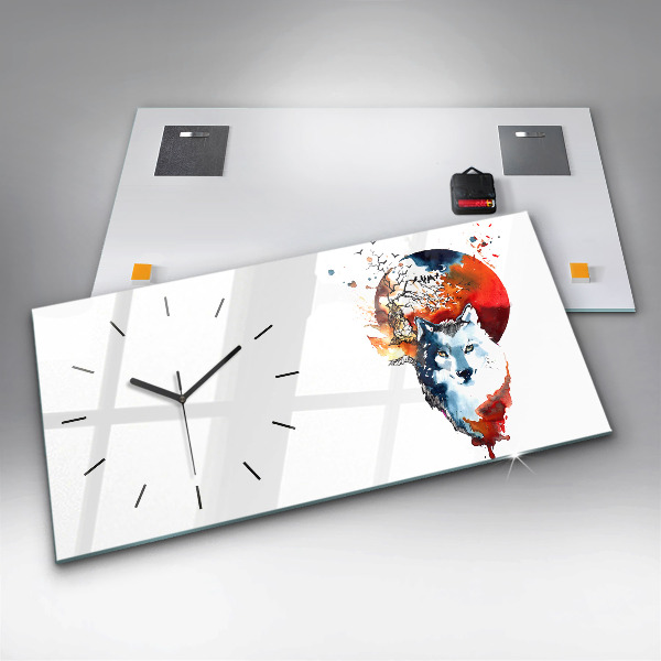 Reloj horizontal Hombre Lobo Luna Llena y Luna