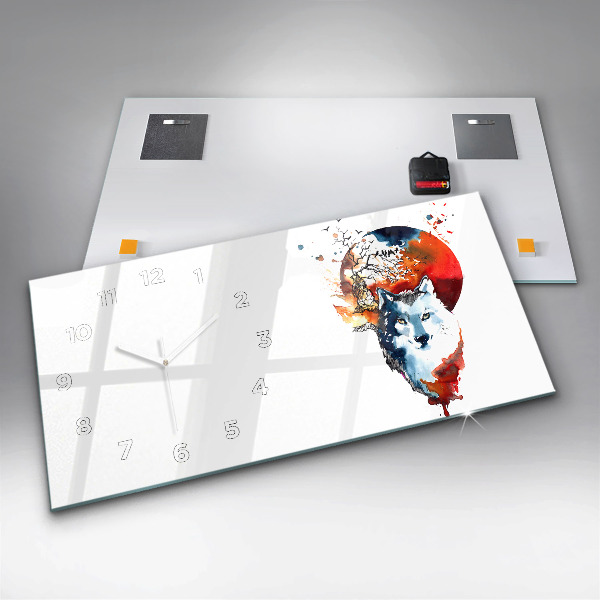 Reloj horizontal Hombre Lobo Luna Llena y Luna