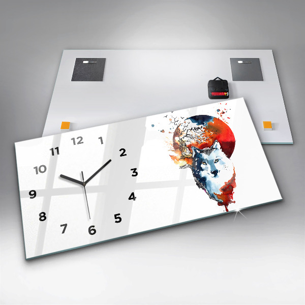 Reloj horizontal Hombre Lobo Luna Llena y Luna