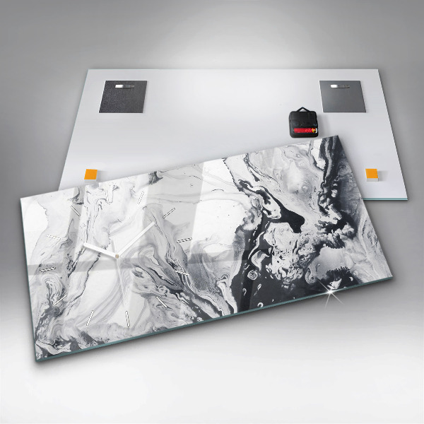 Reloj de cristal horizontal Mármol abstracto de tinta